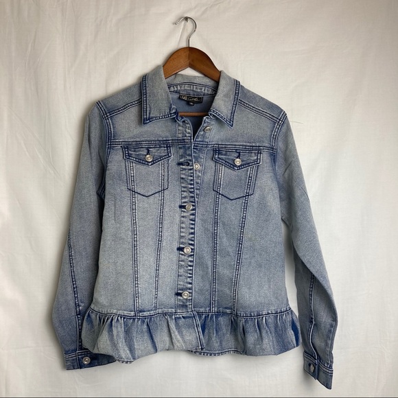 Like New DG2 Midtone Boho Ruffle Denim Jacket - Picture 5 of 7